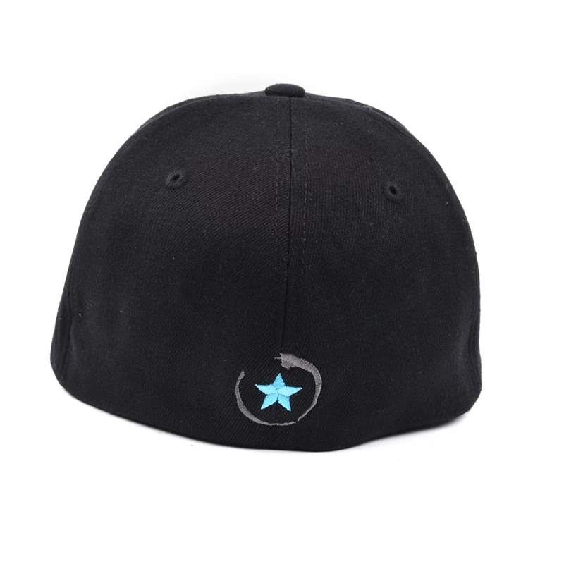 3d embroidery black flexfit baseball cap, baseball cap with logo, baseball cap factory china
