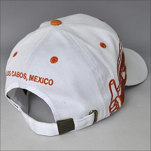 100 cotton white baseball cap with 3d embroidery
