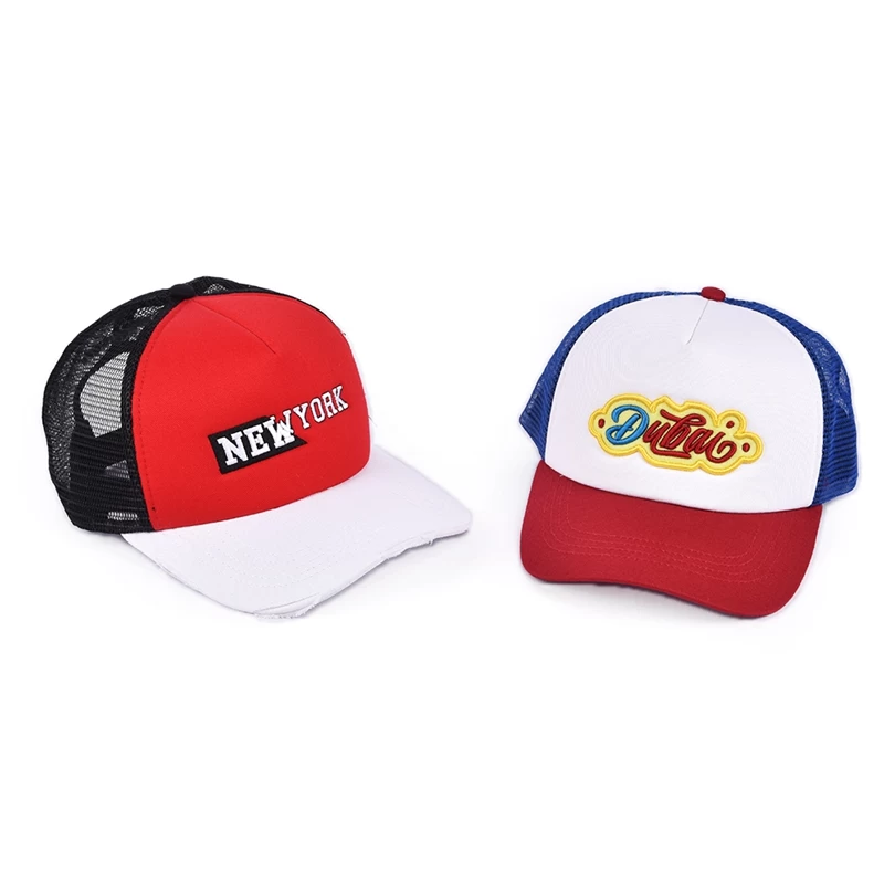 China 5 panels embroidery foam trucker caps mesh hats manufacturer