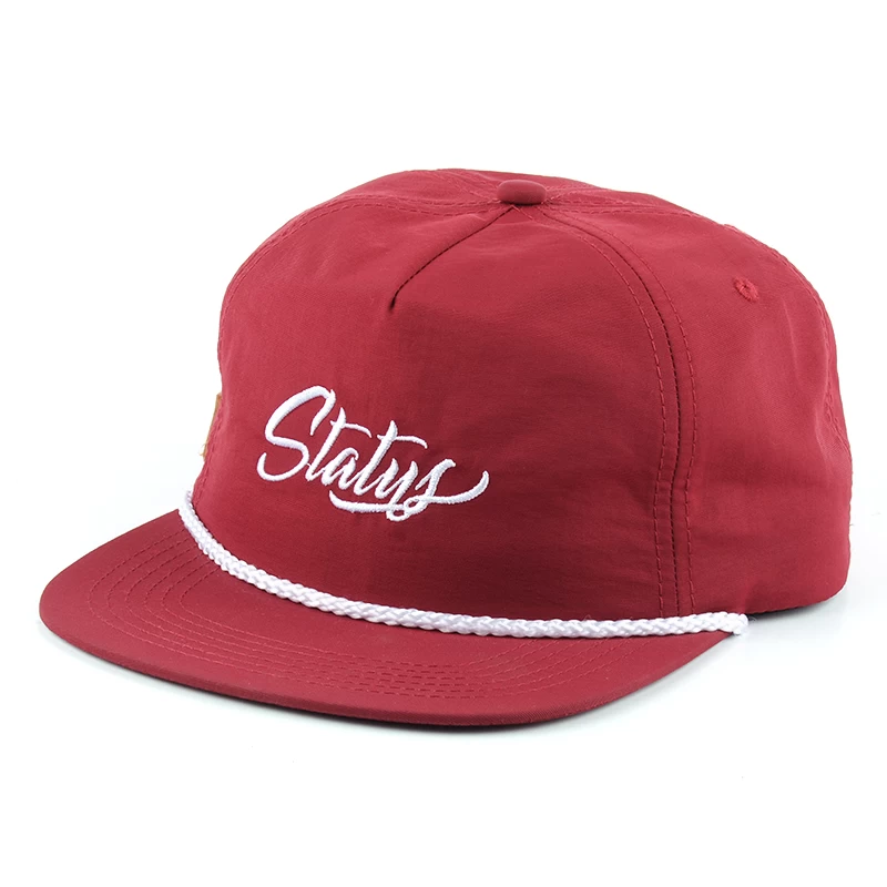 China 5 panels piping unstructured snapback hats manufacturer