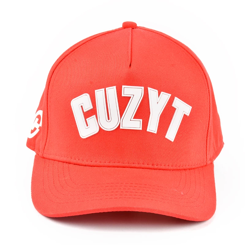 5 panels printed logo fitted red sports baseball caps