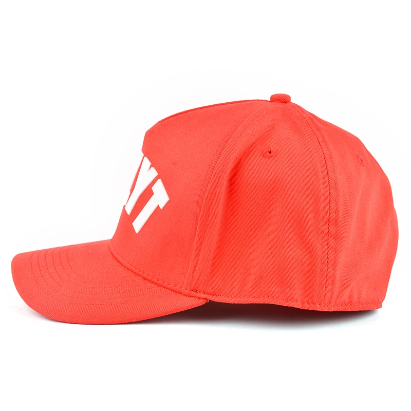 5 panels printed logo fitted red sports baseball caps