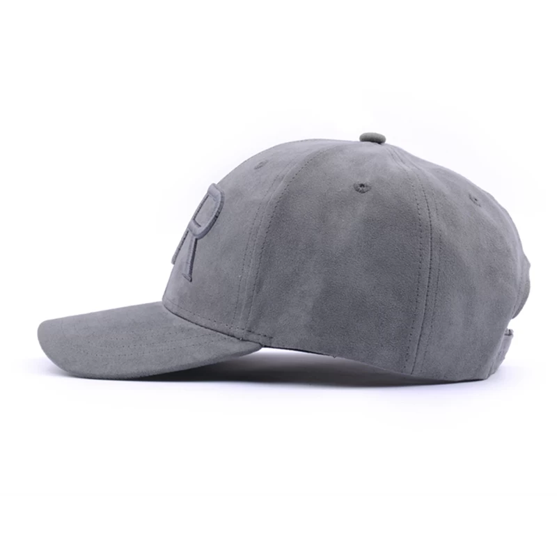 6 panel puff embroidery suede baseball cap