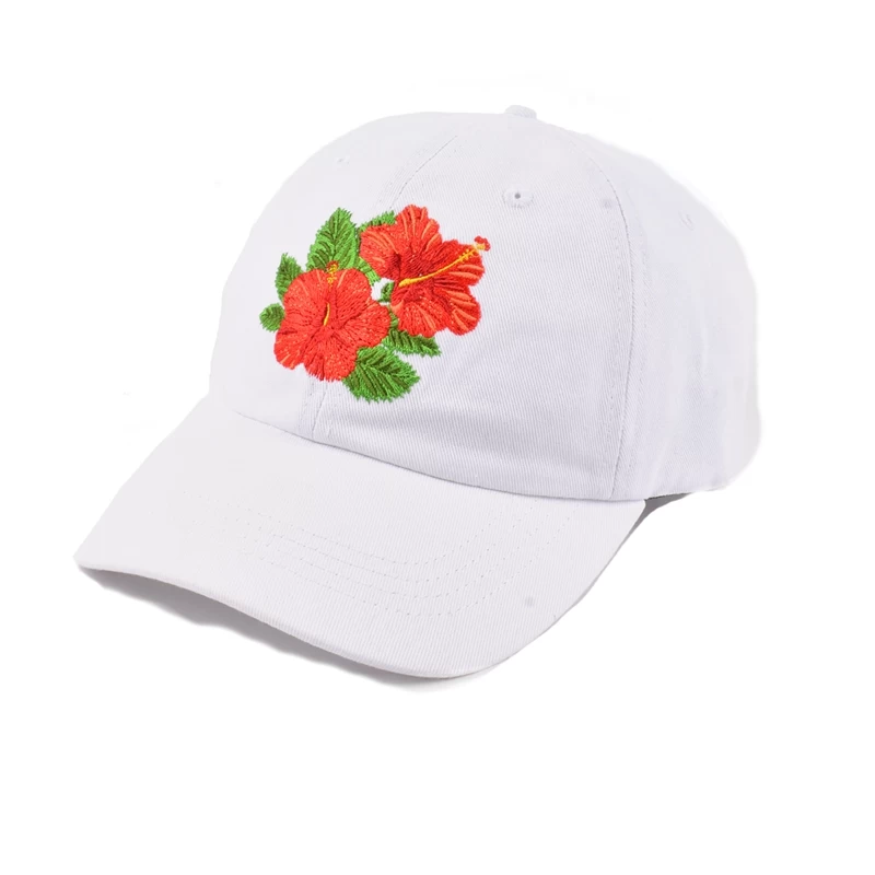 6 panels plain flower embroidery white dad hat
