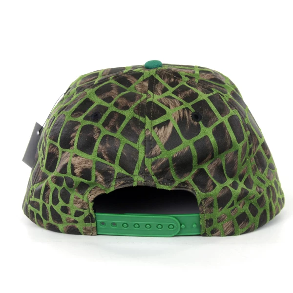 Acrylic and printed snakeskin leather strapback