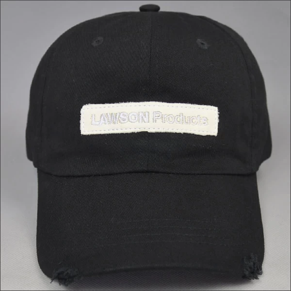 Black distressed washed baseball cap