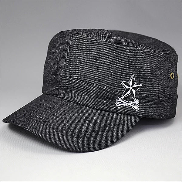 Black military peaked cap hat