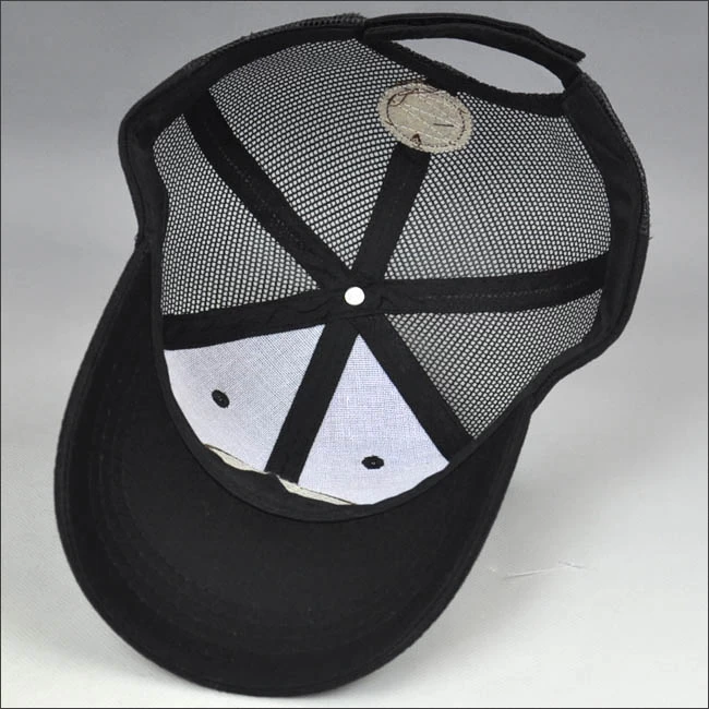 Black printing patch baseball mesh cap