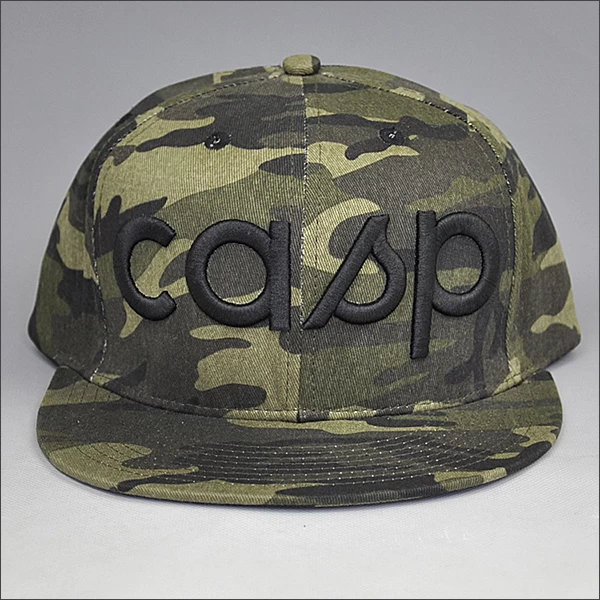 Blank camo flat peak 3D snap back hat