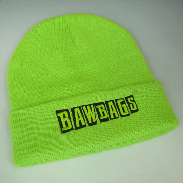 Custom winter reversible beanie hat with embroidery logo back to back