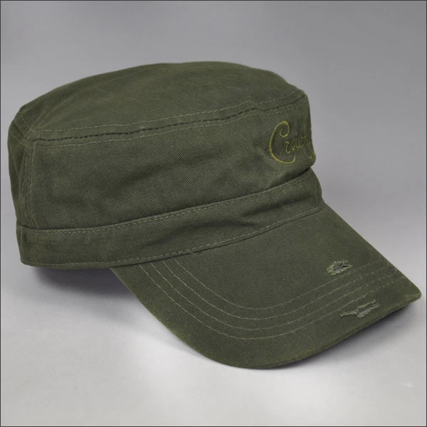 Distressed cotton washed military cap