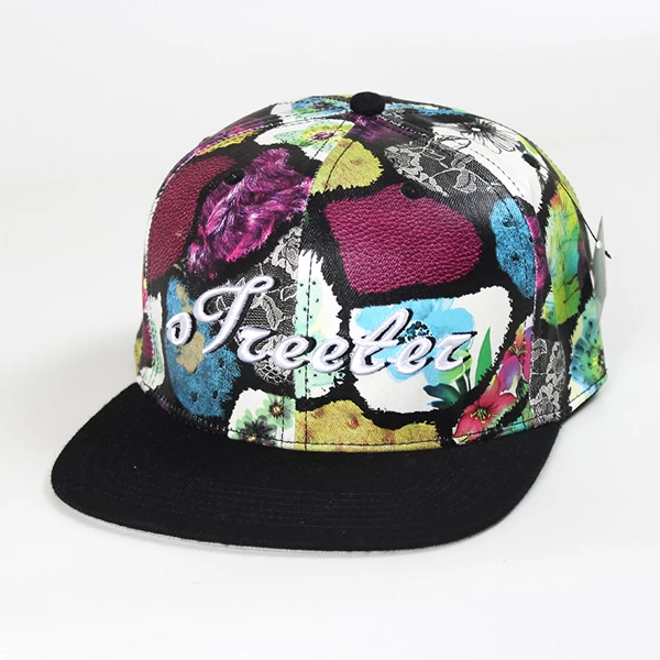 Embroidery letters logo printed leather snapback caps