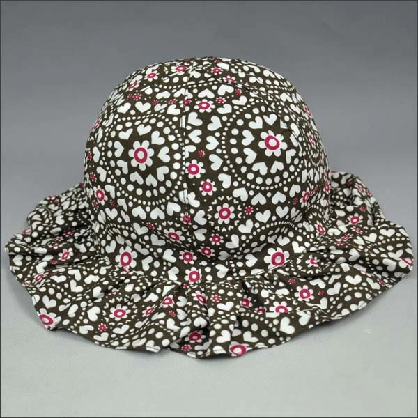 Floral falbala brim baby bucket hat
