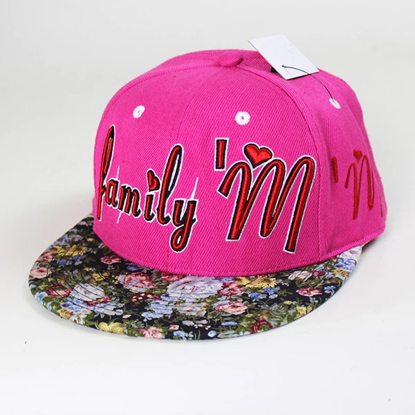 Floral flat brim custom snapback hat