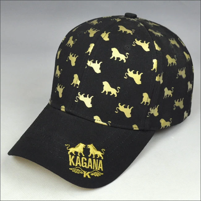 Full gold printing baseball cap with inner lining