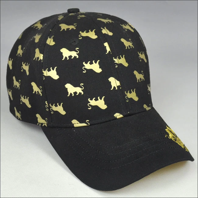 Full gold printing baseball cap with inner lining