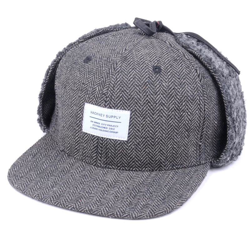 Cina Cappellino con cappuccio in lana grigia Snapback personalizzato produttore
