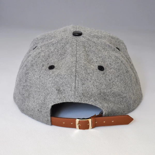 Leather strap wool snapback hats