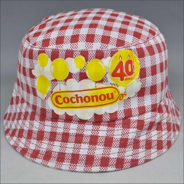 Printing checked soft cotton bucket hat