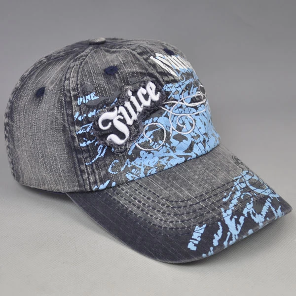 Printing embroidery washed denim cap