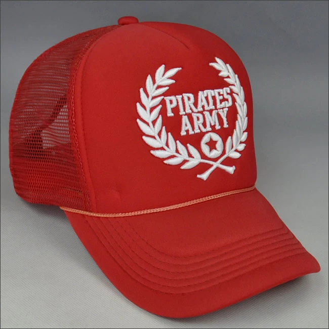Red 3D embroidery mesh cap wholesale