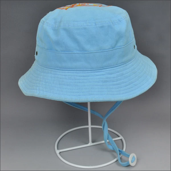 Washed 3D embroidery bucket hat blue