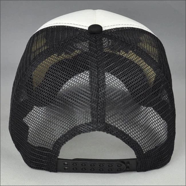 White & black embroidered mesh caps