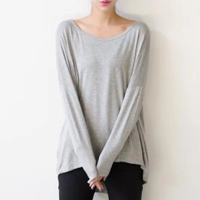 China Women’s plain long sleeve oversized loose t shirt manufacturer
