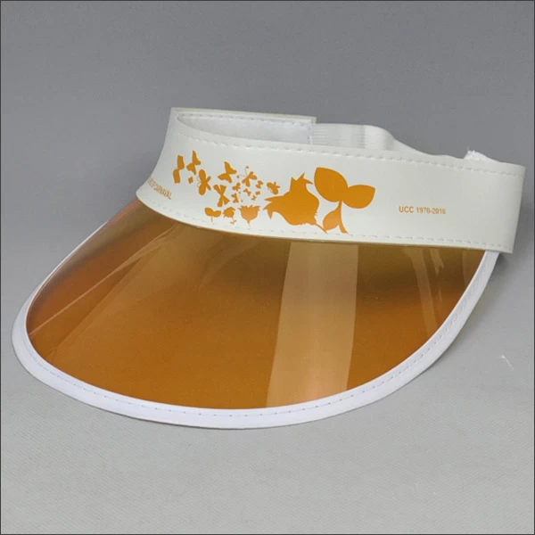 Yellow leather banding PVC sun visor