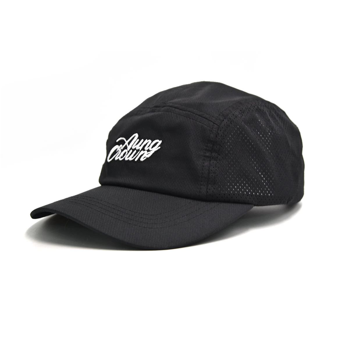aungcrown embroidery logo black quick-drying fabric sports caps