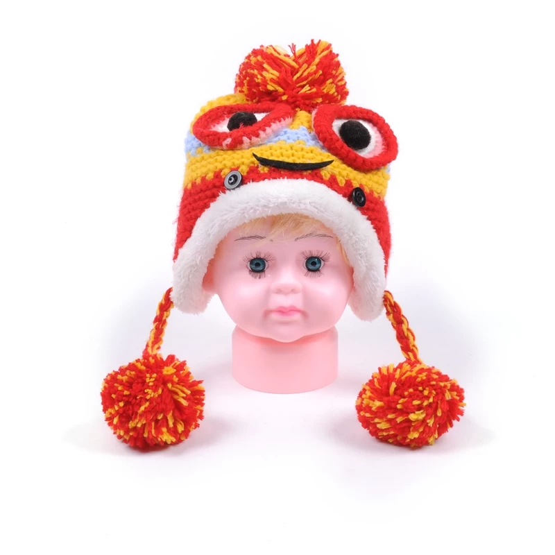 China baby knitting beanie hat big pom pom hats for babies manufacturer
