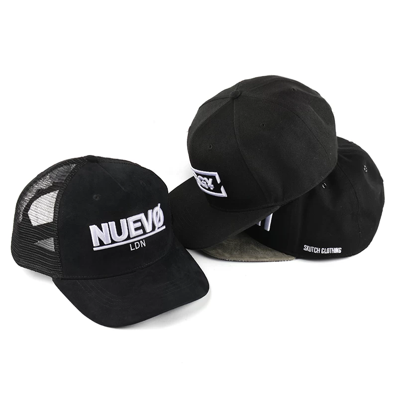black 6 panels snapback hats, custom 3d embroidery snapback hats