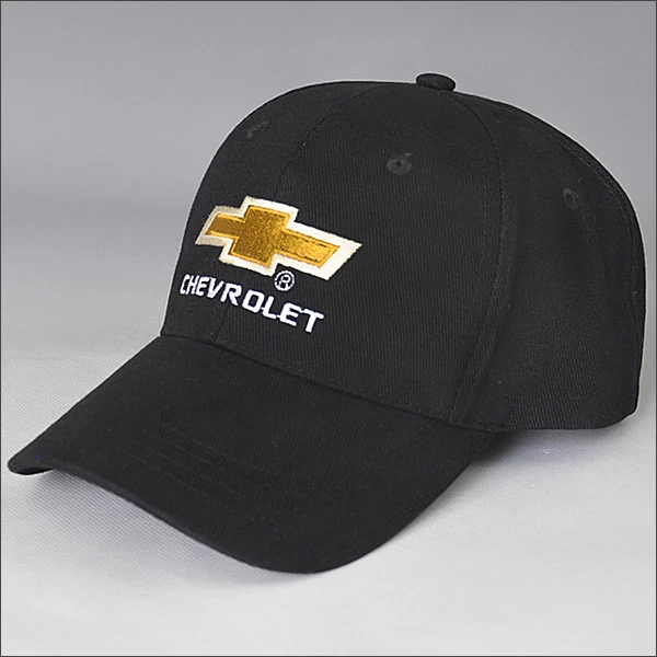 black Chevrolet baseball cap with logo embroidered