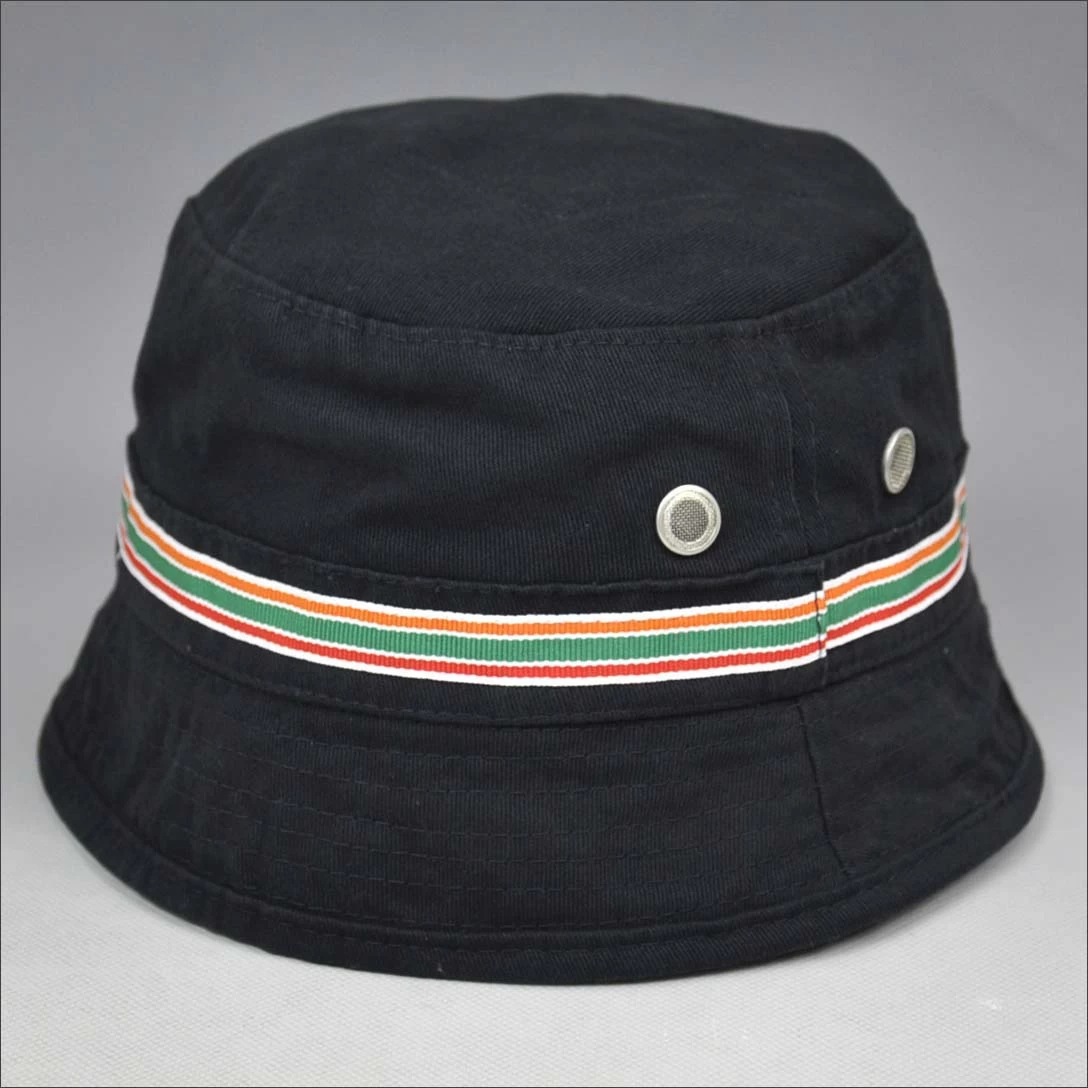 black bucket cap with zipper pocket