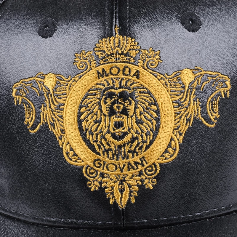 black leather embroidery logo baseball caps