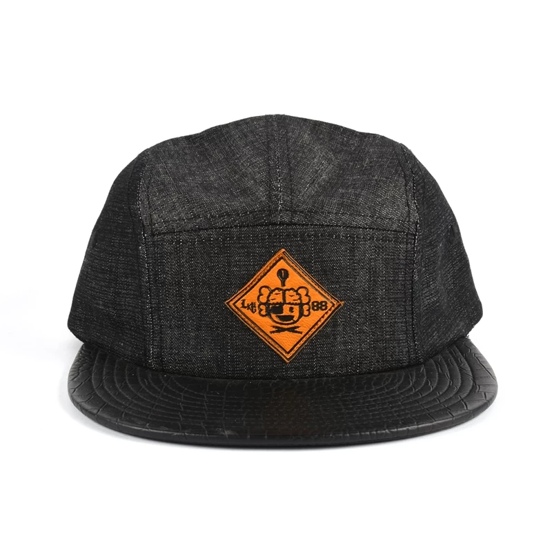black snapback caps, plain 5 panels snapback hat