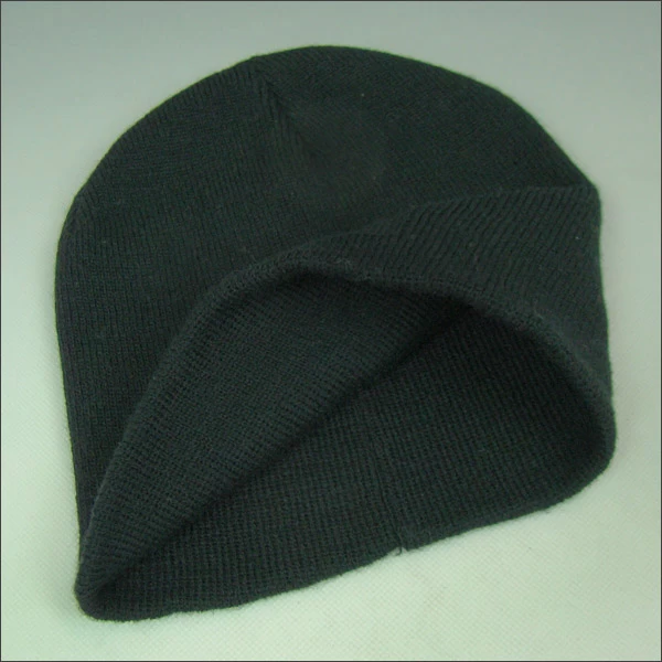 black winter beanie hat with high density logo