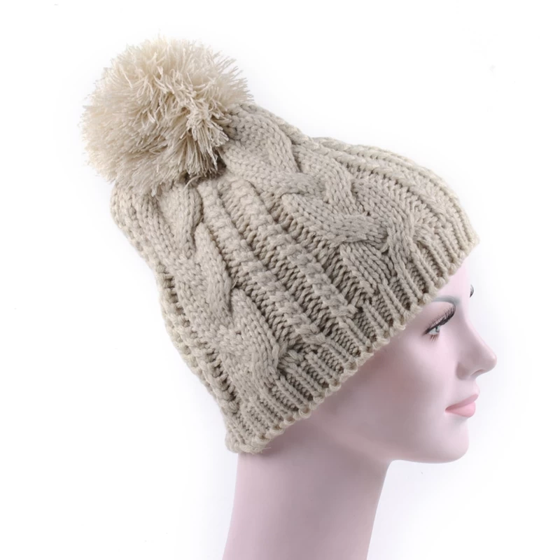 china beanie hat in taupe rib knit