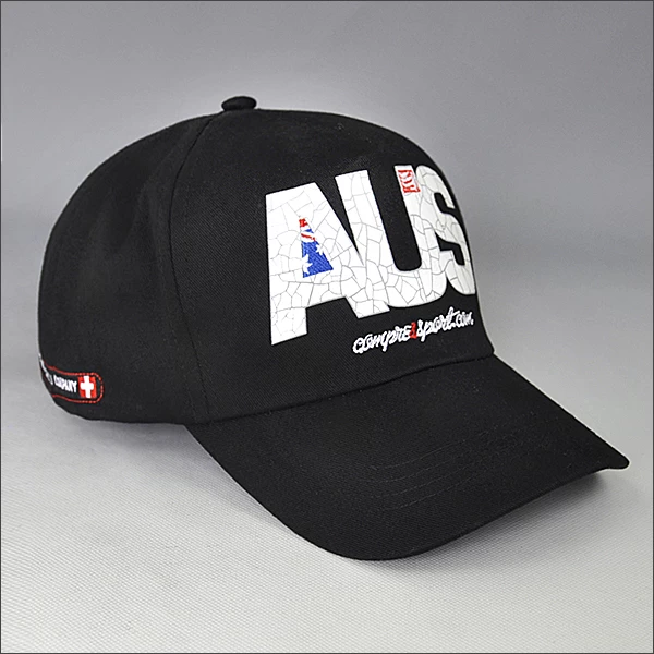 custom AUS embroidered baseball cap black