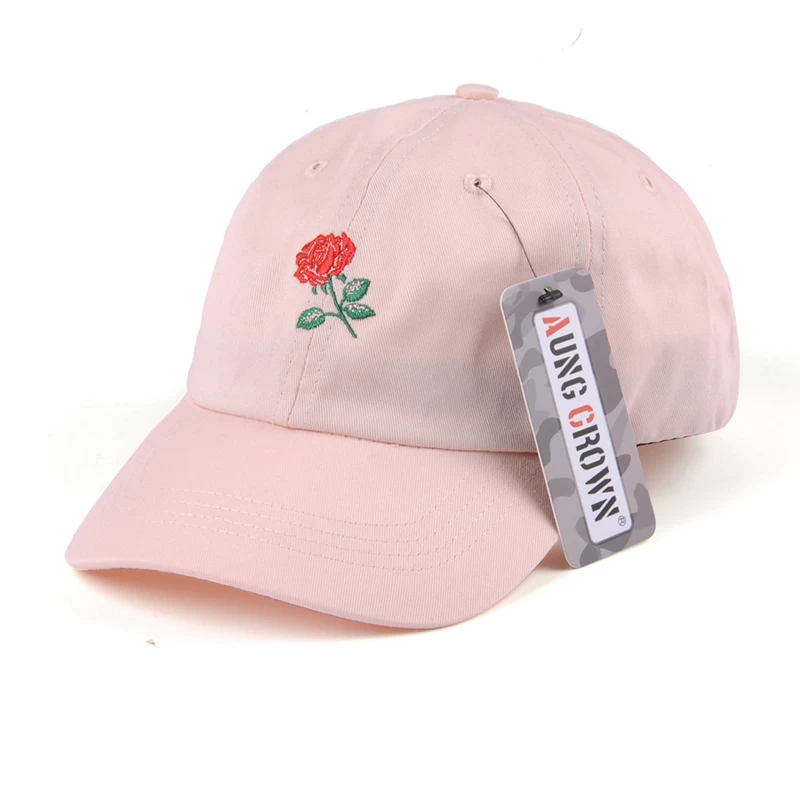 Chine conception personnalisée logo broderie plaine rose papa chapeau en gros fabricant