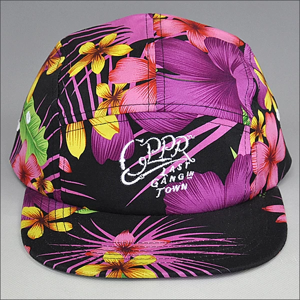 custom floral flower 5 panel hat
