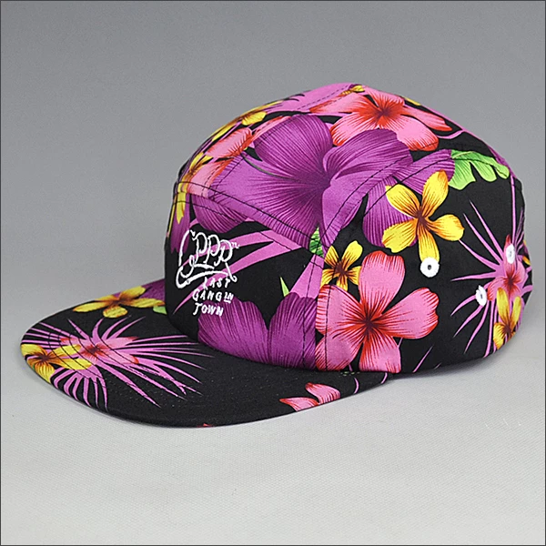 custom floral flower 5 panel hat
