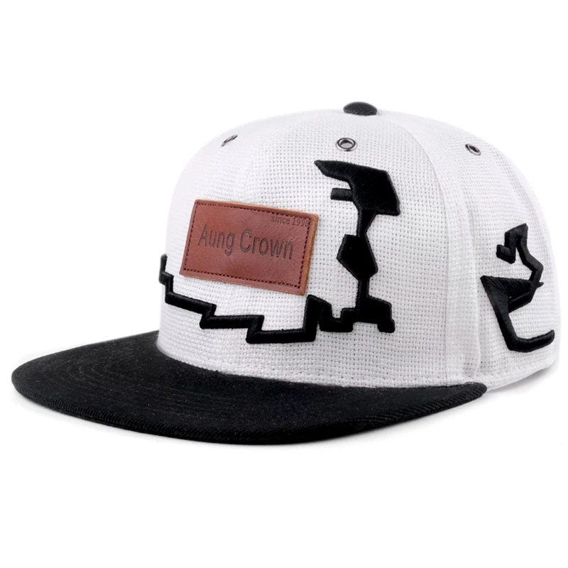 China custom leather patch 6 panel mesh snapback hats manufacturer