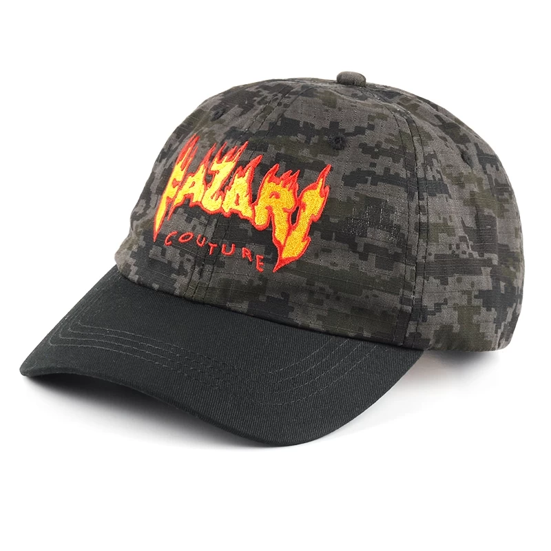 China design embroidery logo 6 panels camo sports dad hats manufacturer