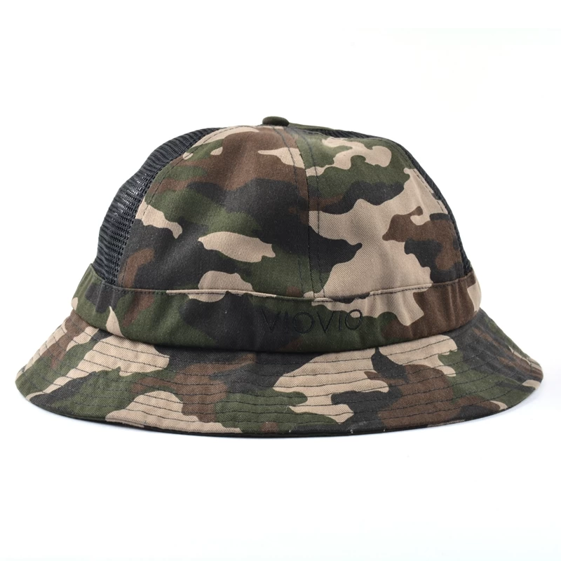 China design embroidery mesh camo bucket hats manufacturer