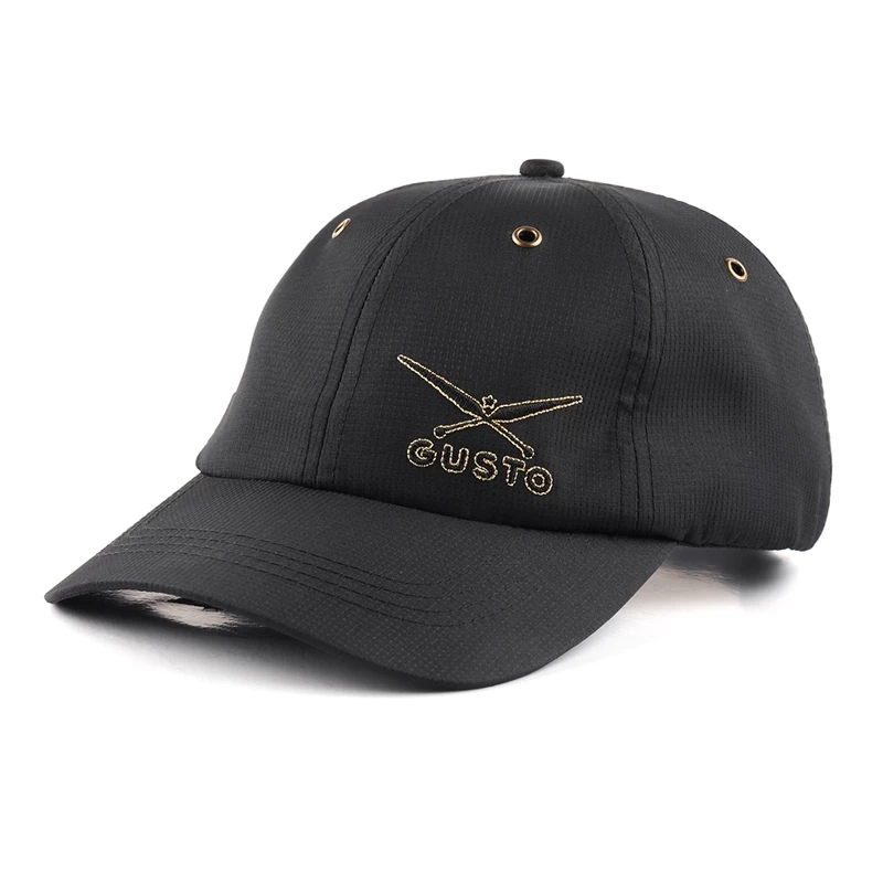 Chine design logo personnalisé noir broderie sports papa chapeaux fabricant