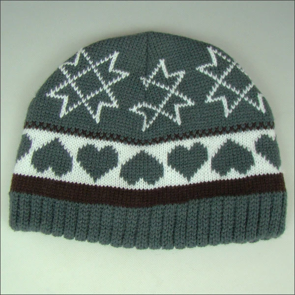 double layer knitted beanie hat grey color