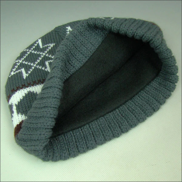 double layer knitted beanie hat grey color