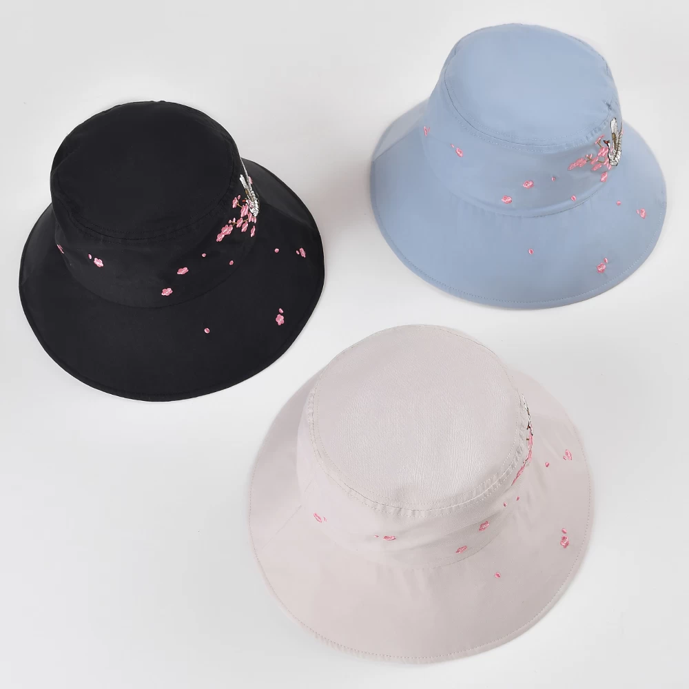 embroidery logo adjustable women bucket hats custom