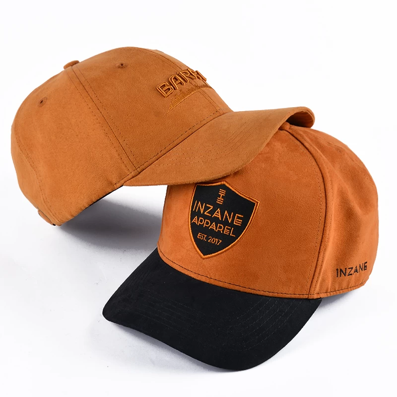 China embroidery ports suede baseball caps custom manufacturer